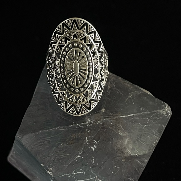Sterling Silver Handcarved Mandala Ring - Picture 2 of 5